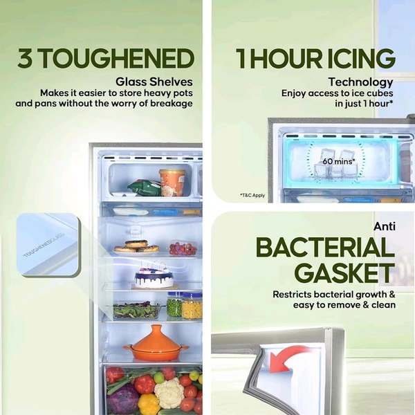 Haier 190L 5 Star Direct Cool Single Door Refrigerator | 3 Toughened Glass Shelves | Fast Ice Making in Just 60 minutes | Large Veg Box| Easy Clean Back (HED-205DS-P, Dazzle Steel)