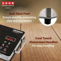 Usha USHA IR2200TCB Infrared Induction Cooktop with grill | 2200 Watts | 11 Power Level | 4 Preset Menu | Feather Touch Controls | Digital display | 1 Year Warranty| Black