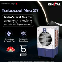 Kenstar TallDe HC 25 L Room/Personal Air Cooler For Home| Honeycomb Pad |High Speed Fan |35 Ft Powerful Air Throw|Inverter compatible |Portable Cooler-Room|1-Yr Product Warranty|5 Years Motor Warranty White & Black