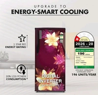 Marq MarQ by 183 L Direct Cool Single Door 1 Star Refrigerator with Toughened Glass Shelves and Large Vegetable Basket
