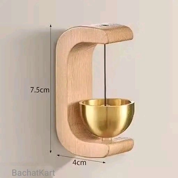 Wooden Magnetic Door Chime Bell With Brass Dopamine Door Bell For Home Self Adhesive Magnetic Doorbell, Ideal Housewarming Gift (Beige 2 Pc)