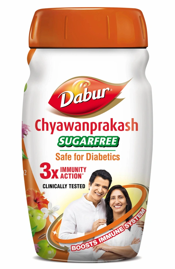Dabur Chyawanprash Sugarfree safe for Diabitics, 3x Immunity Action. Net Qty 500 g