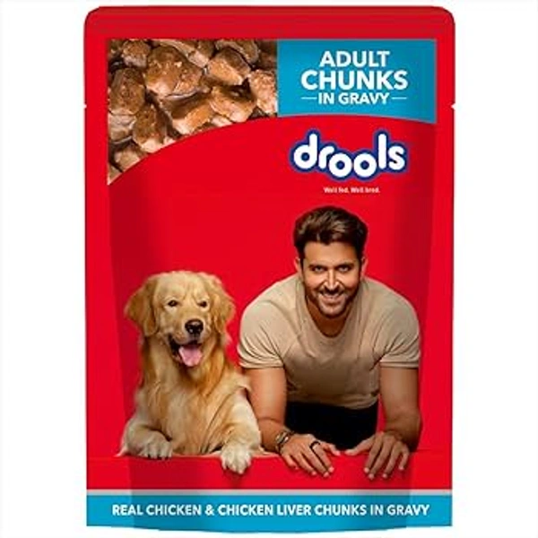 DROOLS ADULT REAL CHICKEN AND CHICKEN LIVER CHUNKS IN GRAVY 60 G
