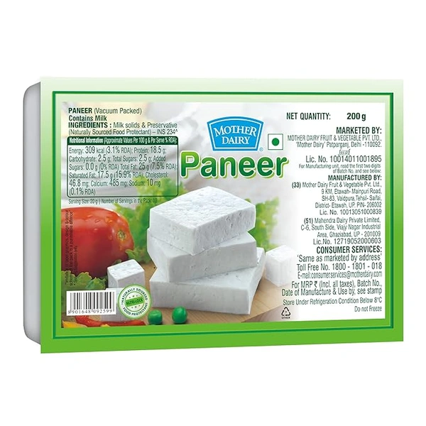 MOTHER DAIRY PANEER 200 GM