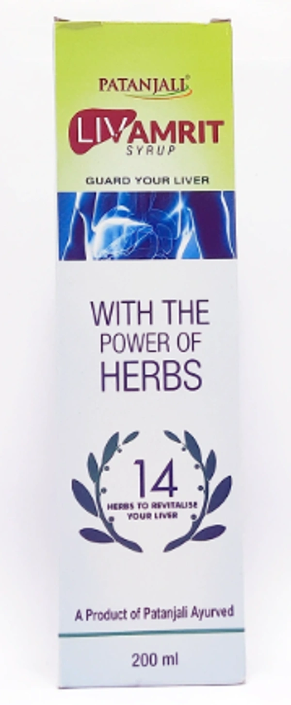 Patanjali Livamrit Syrup Guard your Liver with the power of Herbs. Net Qy 200 ml