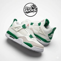 Retro 4 White Green - UK 8