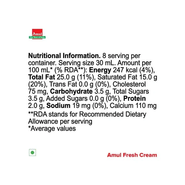 Amul Fresh Cream - 250ml