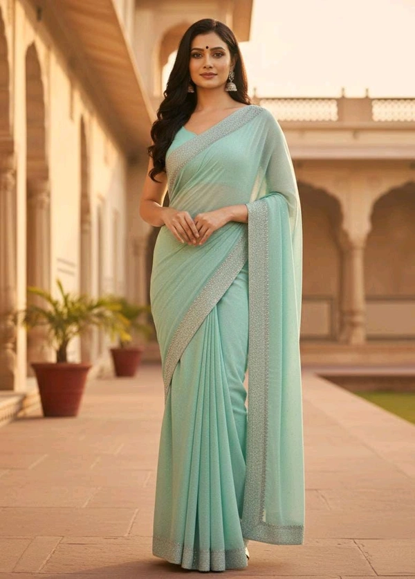 Seafoam Elegance Saree