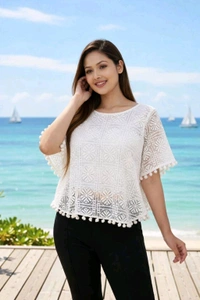 Elegant Lace Crochet Top - Small
