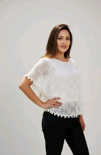 Elegant Lace Crochet Top - Small