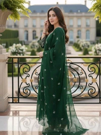 Emerald Garden Embroidered Kurta Set - Small