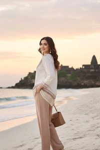 Coastal Grace V-Neck Top - Small