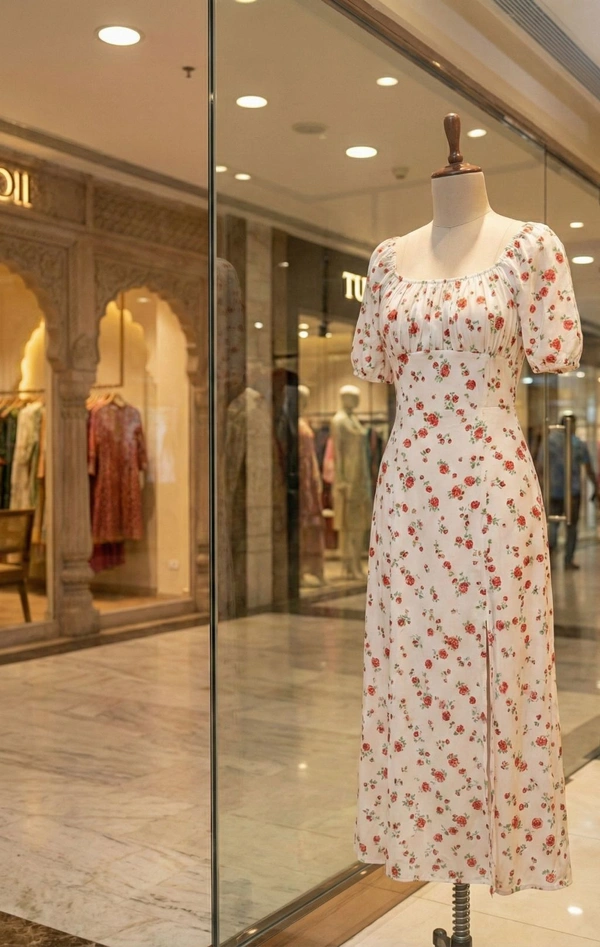 Cherry Bloom Tie-Front Midi Dress - Small