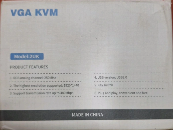 2 PORT VGA KVM MANUAL SWITCH