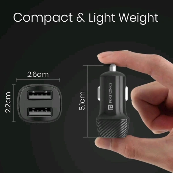 PORTRONICS CAR POWER 5 WITH DUAL OUTPUT TWO USB 12W POR 1345