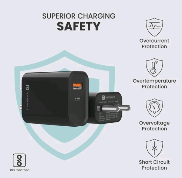 PORTRONICS ADAPTO 45 22.5W ADAPTER WITH DUAL OUTPUT POR 1445