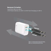 PORTRONICS ADAPTO 45 22.5W ADAPTER WITH DUAL OUTPUT POR 1445