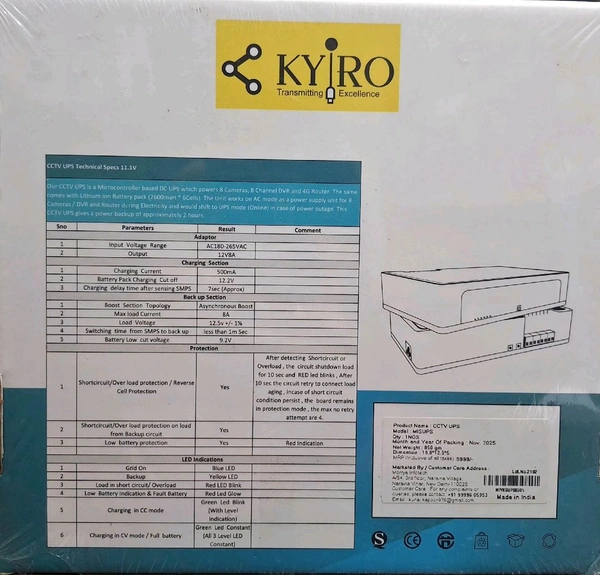 KYIRO CCTV UPS 2600 MAH*6 CELL (MISUPS)