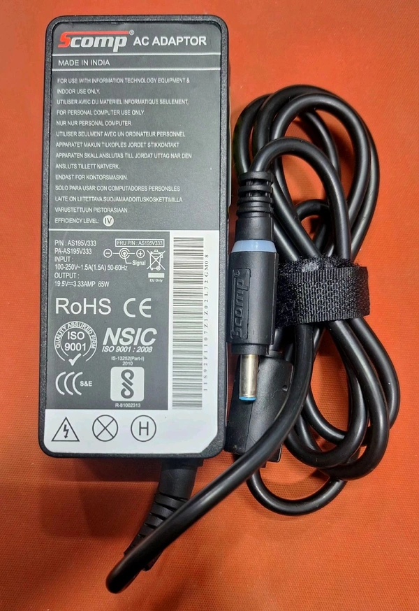 SCOMP HP BLUE PIN 19.5 VOLT 3.33AMP 65W LAPTOP ADAPTER