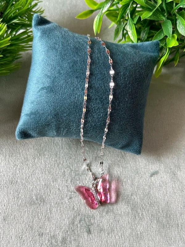 Blush Crystal Monarch Butterfly Necklace