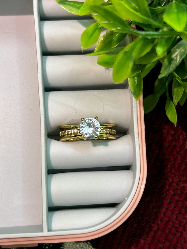 3-Row Paved Solitaire Ring