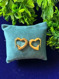 Dreamy Golden Heart Hoop Earrings 18k Gold Plated