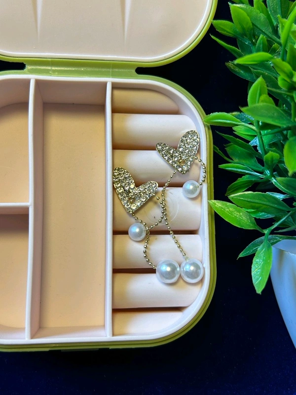 Crystal "Aura" Heart & Pearl Chain Drops