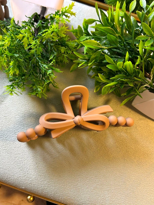 Koran Bow Style Hair Clip Matt Finish - Tan