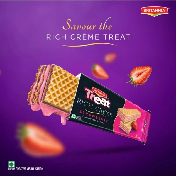 Britannia Treat Rich Crème Strawberry Wafers - 50g