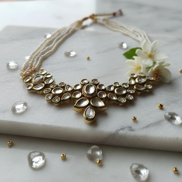 Royal Kundan Choker with cream beads