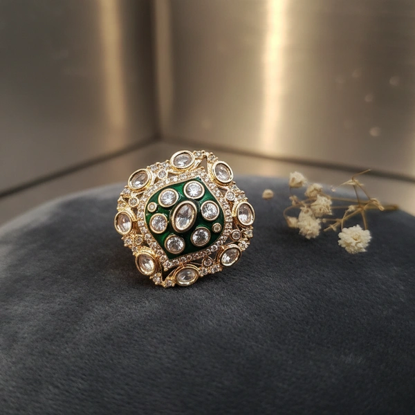 Mughal Garden Enamel Ring(Adjustable)