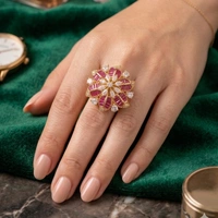 Ruby Starburst Cocktail Ring
