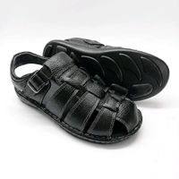 Genuine Leather Men's Trendy Sandals - 6, Black