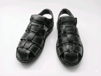 Genuine Leather Men's Trendy Sandals - 6, Black