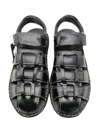 Genuine Leather Men's Trendy Sandals - 6, Black