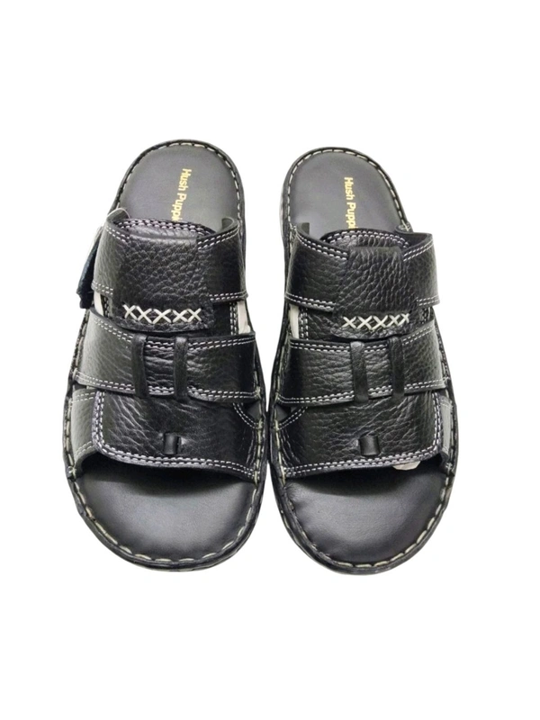 Premium Leather Slippers - 6, Black