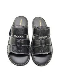 Premium Leather Slippers - 11, Black