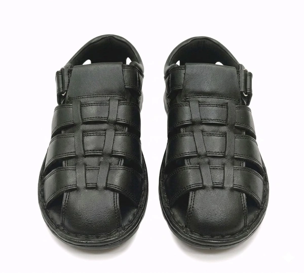 Genuine Leather Men's Trendy Comfort Full Sandals - 7, Black