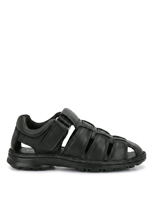 Genuine Leather Men's Trendy Comfort Full Sandals - 7, Black