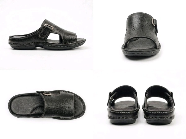 Royal Comfort Leather Sandals For Men - 6, Black