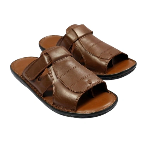 Premium Quality Leather Comfort Trendy Sandal for Men - 10, Tangerine