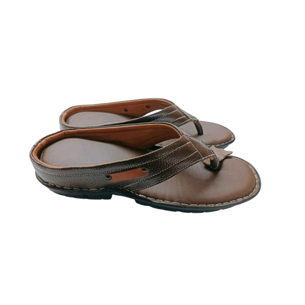StepsCart Premium Leather Comfort Slippers - 7, Cinnamon