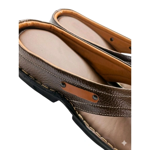 StepsCart Premium Leather Comfort Slippers - 7, Cinnamon