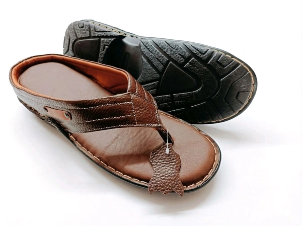 StepsCart Premium Leather Comfort Slippers - 9, Cinnamon