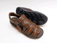 UrbanStride Premium Leather Sandals - 7, Nutmeg Wood Finish