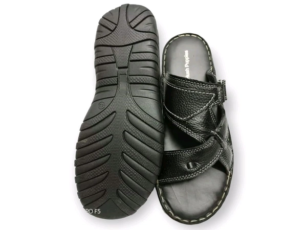 Primium Quality Leather Men's Trendy Sandals - 11, Black