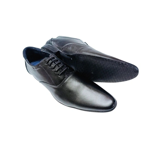 Genuine Leather Men's Trendy Oxford Plain Lace Up Shoes - 10, Black