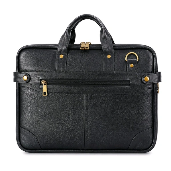 premium-genuine-leather-laptop-slim-single-compartment-bag-15-5-inch - Size: 15.5 Inches, Black