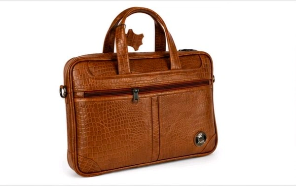 STEPSCART Single Laptop Handle Cut – Croco Print – Bags - Size: 15.5 Inches, Web Orange