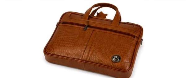 STEPSCART Single Laptop Handle Cut – Croco Print – Bags - Size: 15.5 Inches, Web Orange